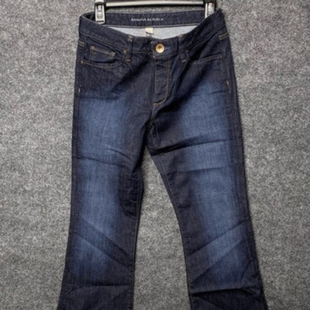 Banana‎ Republic Womens Dark Wash Flare Bootcut Jeans Size 28 Stretch Denim